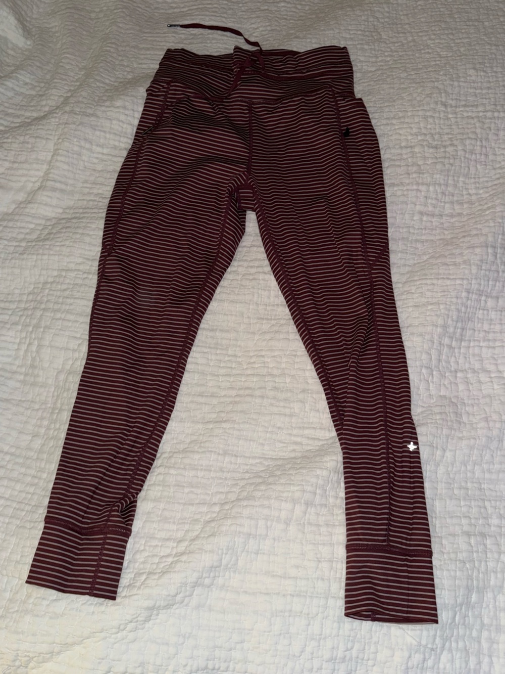 Womens Striped Burgundy Leggings